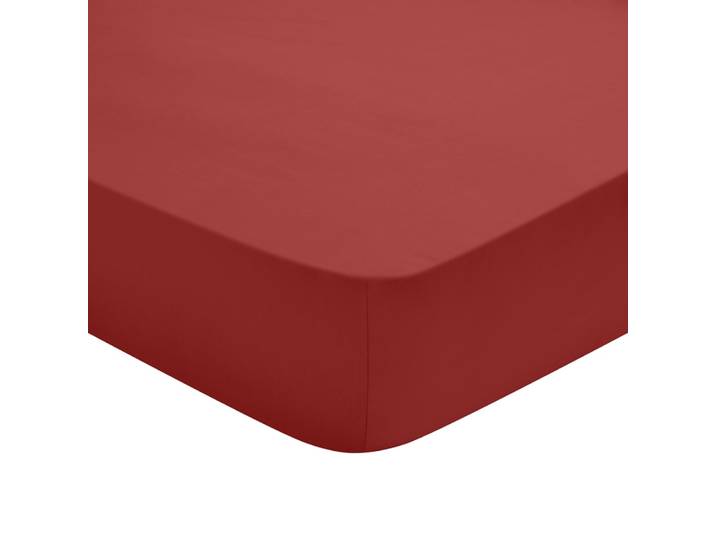 Drap housse coton rouge 160x200 cm