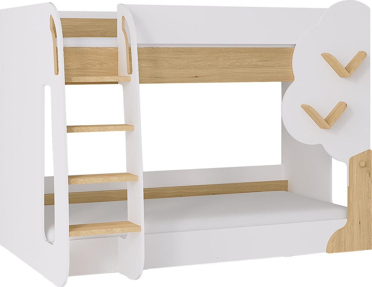 Etagenbett - 2 x 90 x 190 cm - Weiß & Holzfarben - PILATI