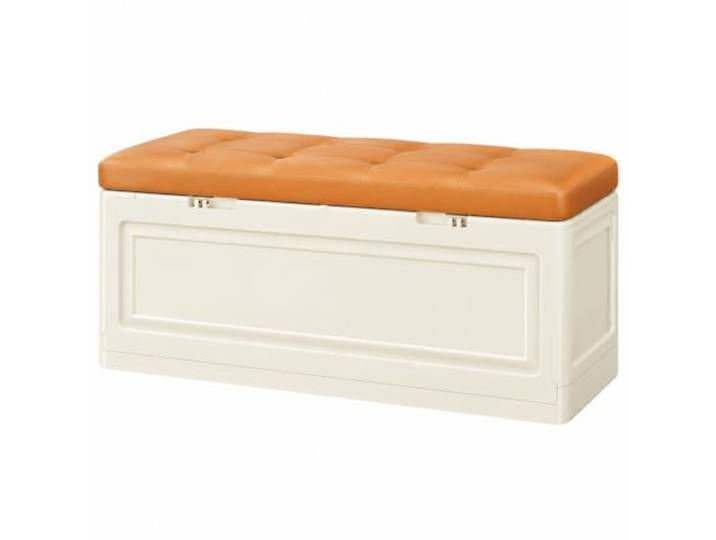 WSJJXS Sitzbank mit Stauraum Klappdeckel Platzsparend Klappdeckel, Schaumstoffpolster, Kunstleder, Stabiler Rahmen, Flur, Schlafzimmer(Orange,38x100cm)