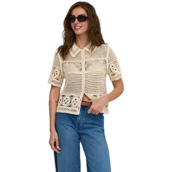 Only Häkeltop Leilani in Naturbeige mit Hemdkragen-XS
