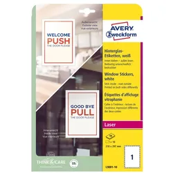 AVERY Hinterglas-Etikett A4 weiß 10 Stück