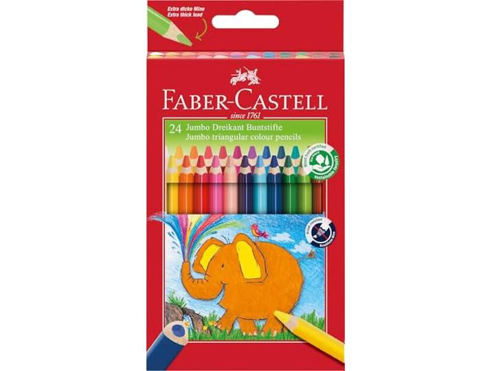 FABER-CASTELL - Set kleurpotloden Jumbo driehoekig, 24-delig