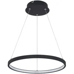 Pendelleuchte Ring Hängeleuchte rund LED Lampen Wohnzimmer hängend Modern, aus Metall in schwarz-matt opal, 1x LED 19W 800Lm warmweiß, DxH 38,5x120 cm