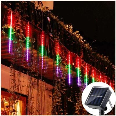 Uplift Essentials Solar LED Meteor Shower Lights Outdoor Waterproof Falling Rain String Lights multicolor 11.8 In (192 Leds)