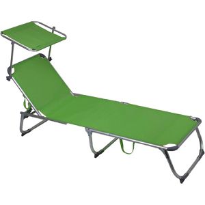 Garden-Pleasure Sonnenliege KISO, aus Aluminium / Kunststoff, grün, klappbar, mit Dach, 188 x 61 cm, belastbar bis 120 kg