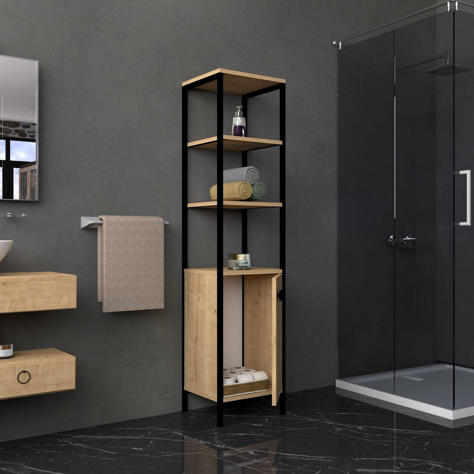 Skye Decor Badkamerkast antraciet/saffier