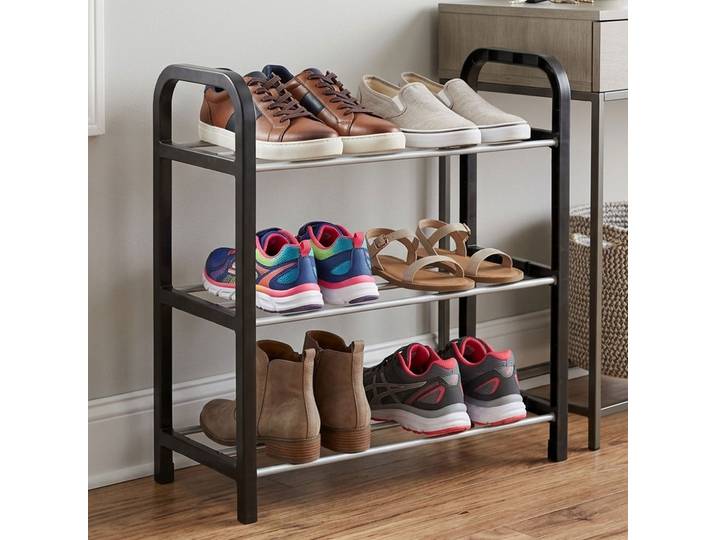 Schuhregal mit 3 Gitter-Ebenen für 6 Paar Schuhe