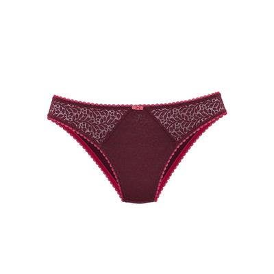 Slip NUANCE BY LASCANA, Damen, Gr. 48/50, bordeaux, rouge, Spitze, Obermaterial: 88% Polyamid, 12% Elasthan, Unterhosen Slip
