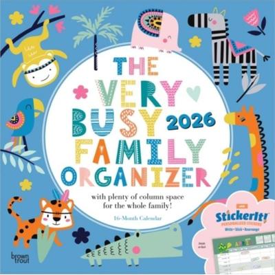 The Very Busy Family Organizer 2026 12 X 24 Inch (Hanging) Monthly Square Wall Calendar Matte Paper and Sticker Sheet Plastic-Free