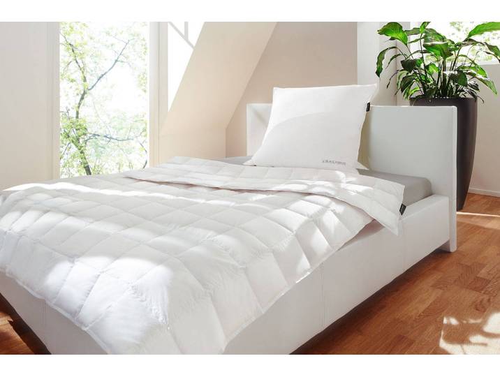 Couette à cassettes extra chaude Birta 155 x 220cm Blanc/Blanc Batiste fin avec aloe vera et finition vitalité