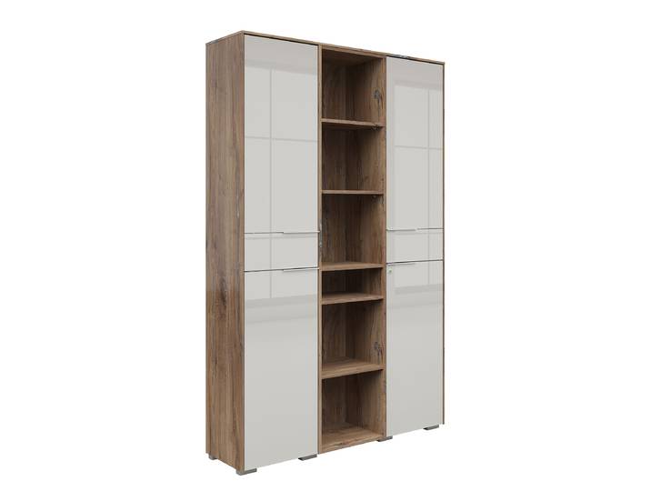 Armoire à dossiers Donava avec étagère 122 x 199 x 37cm Marron/Gris/Imitation chêne foncé
