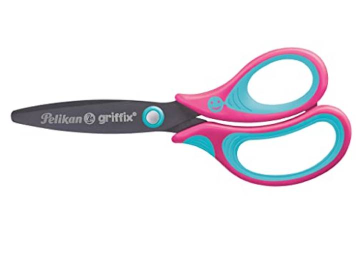 Pelikan griffix Schoolschaar rond, 1 stuk, knutselschaar voor rechtshandigen om te knutselen op school, kinderschaar in SweetBerry (LovelyPink)