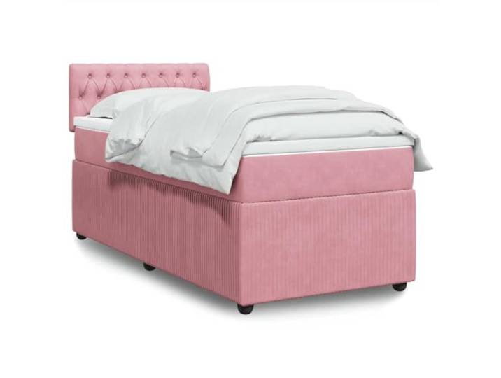 RJPLMFV Lattenrost mit Matratze, Rosa, 100 x 200 cm, Velours Taschenfedern, abnehmbarer Bezug, waschbar, atmungsaktive Latten, Premium-Komfort