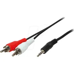 LOGILINK CA1043 - Audio Kabel, 3,5 mm 3-Pin Klinkenstecker auf 2x Cinch Stecker, 5