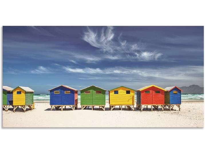 Wandbild ARTLAND Bunte Strandhäuser bei Kapstadt , bunt (farbe bild(er): bunt), B:150cm H:75cm, Bilder, Wandbild, als Alubild, Leinwandbild in verschied. Grössen