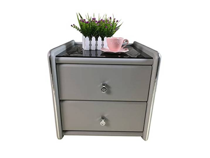 OGOODLE Nachttisch, quadratisch, modern, minimalistisch, Leder, Bett, Aufbewahrung, Kleidung, Schlafzimmer, Tisch, Glas, Arbeitsplatte
