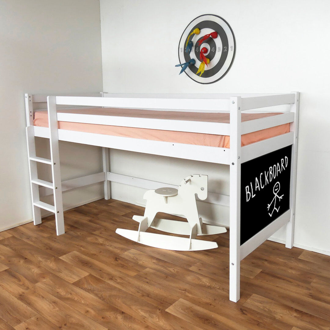 Isabelle & Max Matthes Hardwood Mid Sleeper Bed with Blackboard White European Toddler (80 x 160cm)