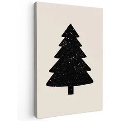 LEINWANDBILD Weihnachtsbaum - Schwarz - Urlaub - Beige Wanddeko Schlafzimmer 60x90 cm