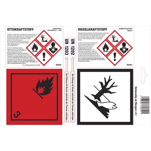 Böttcher-AG Gefahrgutaufkleber 306100, Diesel-/Ottokraftstoff, 100 x 100 mm, 6er-Bogen, 25 Stück
