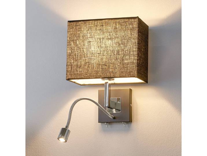 Wandlamp Rebekka, dimbaar, zwart, Woon-/ Eetkamer, Textiel / Stof / Zijde, Modern, Wandlamp