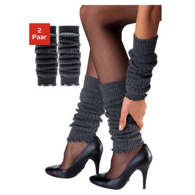 Beinstulpen LAVANA "gestrickte Beinwärmer und Armstulpen für Ballett, Tanz, Sport", Damen, schwarz (schwarz, grau, meliert), Strick, Wolle, meliert, Stulpen, mit 30% Wolle, gerippt, bequem und warm