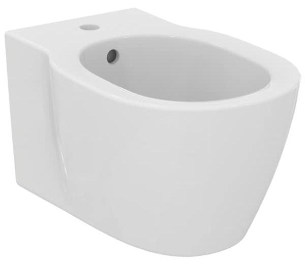 Hängendes Bidet, Keramik, Weiß, 54,5x36x40 cm, verdeckte Befestigungen