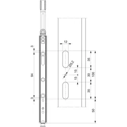 Maco, Drehkippbeschlag, MM Eckumlenkung SFG variabel 1250 mm 1iS mit Spreizhebel silber (202475)