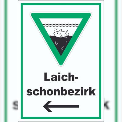 HB-Druck Laichschonbezirk Richtungspfeil links Aufkleber A1 (594x841mm)