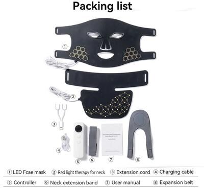 Uplifted Goods Rechargeable LED Face And Neck Therapy Mask With Infrared And Color Enhancement black