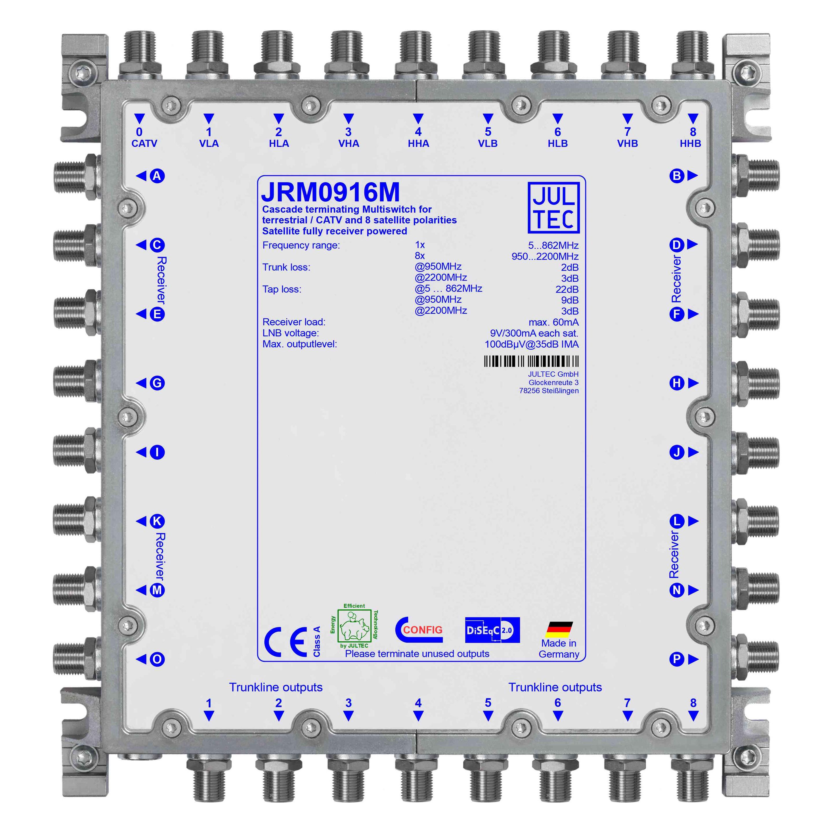 Jultec GmbH Multischalter JRM0916M 9 auf 16 Kaskade (Antennenkabel) (JRM0916M)