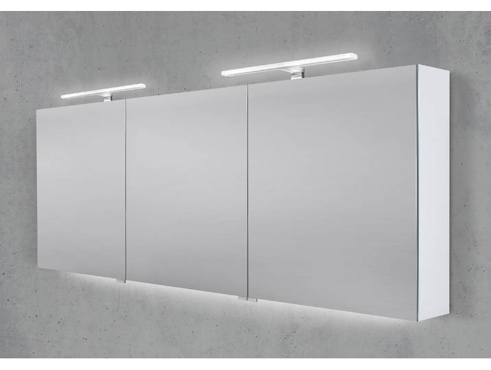 Spiegelschrank 180 cm 2x MULTI LED Acryl Aufsatzleuchte Doppelspiegeltüren