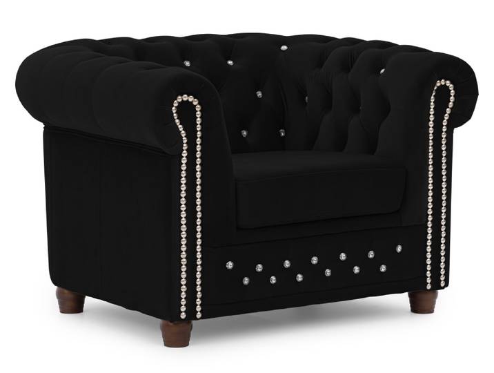Fauteuil Chesterfield en velours noir