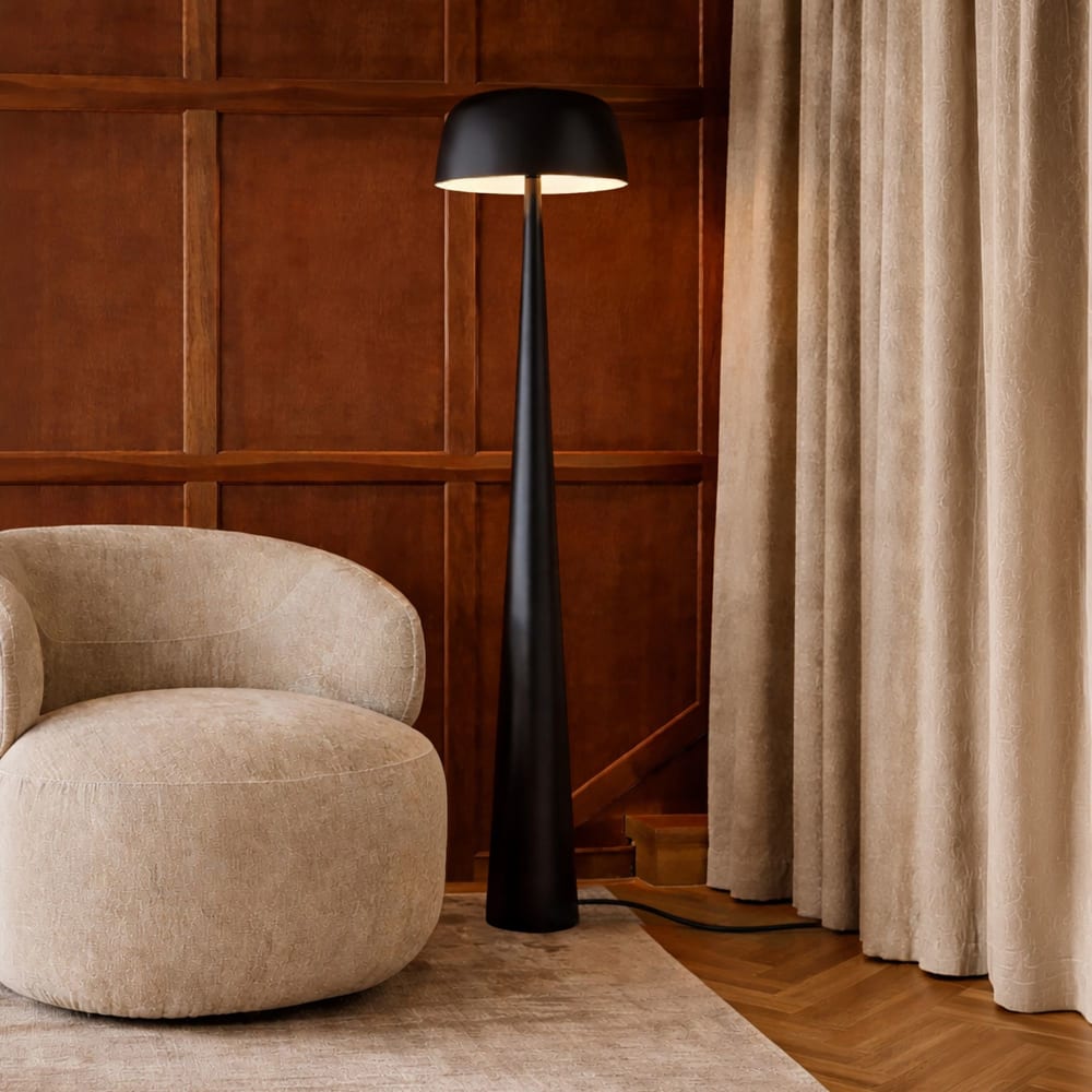 Now's Home Lampadaire en métal mat noir Noir 40x150x40cm