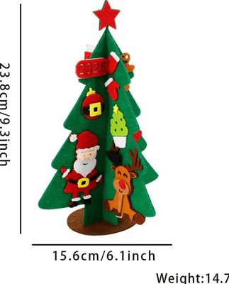 Inspire Curations DIY Felt Christmas Tree Activity Kit Tabletop Holiday Decoration For Kids And Home fluorescence Yellow