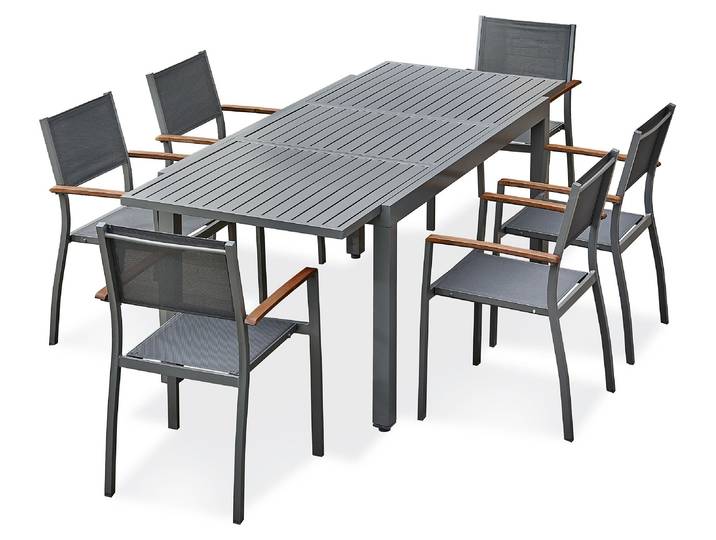 Ensemble repas de jardin aluminium (6 places)