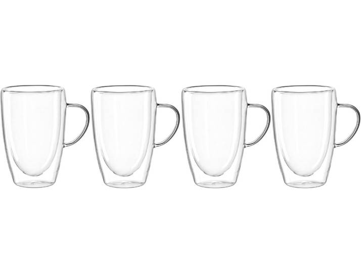 Latte-Macchiato-Glas LEONARDO Duo 400ml , transparent, H:13cm Ø:9cm, Glas, Trinkgefässe, Latte-Macchiato-Glas