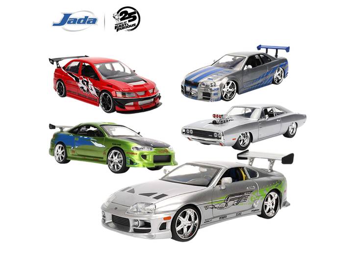 JADA 1:24 Fast & Furious 25th Anniversary Diecast Car – Collection de véhicules en métal édition limitée