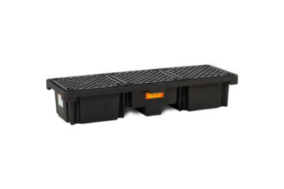 PE-Auffangwanne CEMO 220/3, mit 3 PE-Gitterrosten, B 1860 x T 660 x H 330 mm, 215 l, für 3 x 200 l Fässer, bis 900 kg