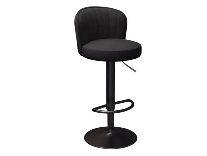 LANCOURT Barhocker, Drehbare Barhocker mit Lehne, höhenverstellbar, modern Leder, gepolstert, Frühstücks-Barstuhl in schwarzem Metallrahmen, für Küche, Insel, Zuhause, Bar, Essen(Black)