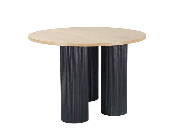 OTTO home Esstisch Mandan, rund, 110x110 cm, 25 cm runde Beine mit Rillenstruktur, Höhe 76 cm