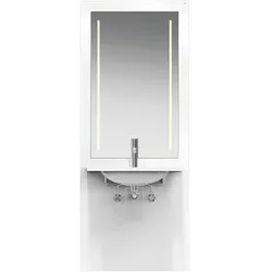 Waschtisch-Modul des Systems S 50, für das elektrisch höhenverstellbare Vorwandelement Waschtisch S50.01.01000, inklusive Waschtisch M40.11.501, ohne Armatur, inklusive LED-Lichtspiegel, dimmbar stufenlos regelbare Lichtfarbtemperatur