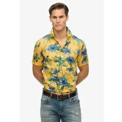Superdry für Herren. M4010947A Hawaii-Hemd gelb (M), Lässig, Modal, Kurzarm