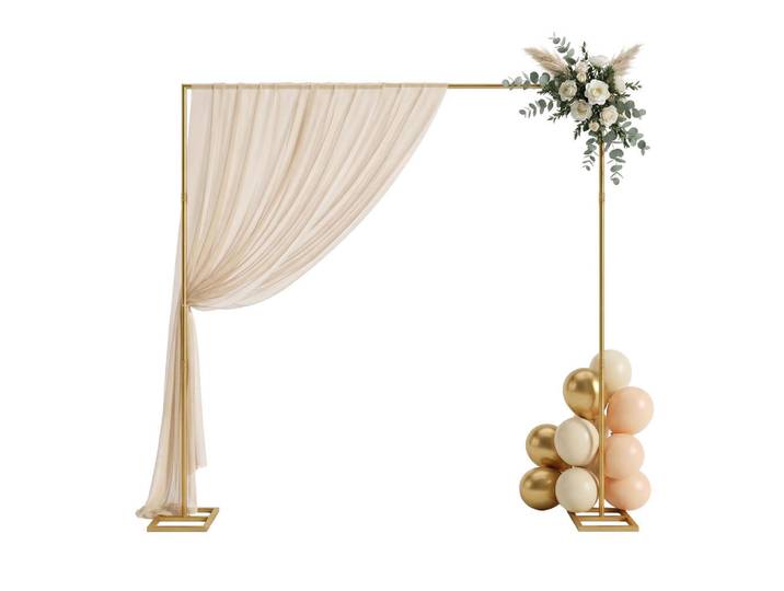 Relaxdays Ballonbogen Gold höhenverstellbar 300 cm, Goldfarben, Metall, 300x300x42 cm, Dekoration