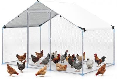 Costway 9.8 x 6.7 Feet Large Metal Chicken Coop with Waterproof Cover