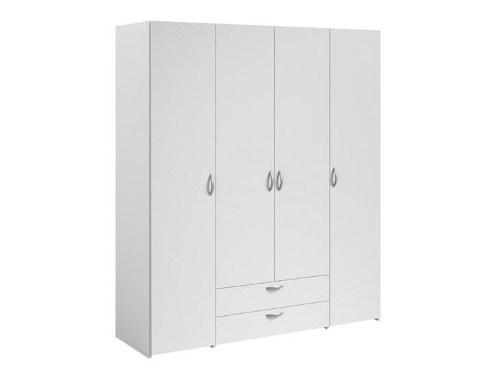 58 aufm Kessel Kleiderschrank Schlafzimmerschrank 4-trg. Parisot Daily 1 Holzdekor Weiß (inkl. Versand, Lieferung bis Verwendungsstelle) Drehtürenschrank im zeitlosen Design mit viel Stauraum pflegeleicht