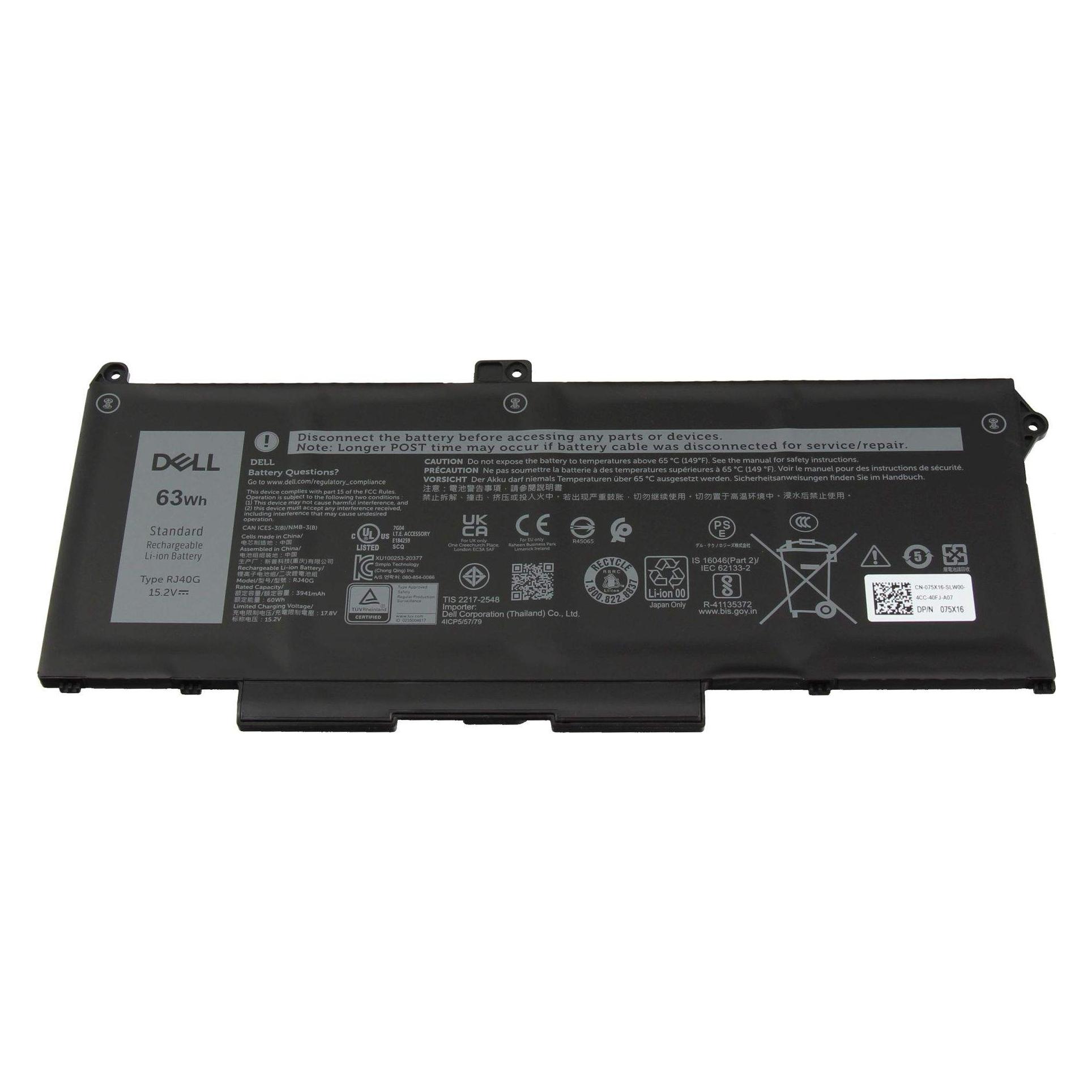 Dell BTRY,PRI,63WHR,4C,LITH,SWD (4 Zellen, 3941 mAh) (RJ40G)