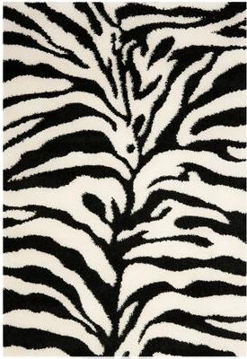 SAFAVIEH Florida Shag Rozinka Zebra Animal Print 1.2-inch Thick Rug