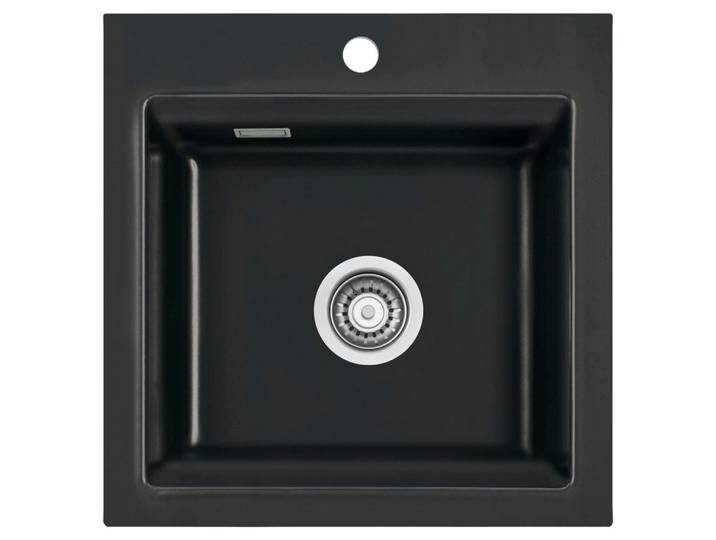 Systemceram Spüle Kara 51, Schwarz Hochglanz, Keramik, 51x20x51 cm, Küchen, Küchenausstattung, Küchenspülen, Keramikspüle