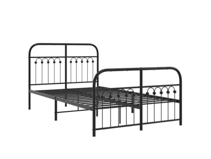KTHLBRH Bettgestell mit Kopfteil und Fußteil, Metall, schwarz, 120 x 200 cm Lattenrost aus Stahl, Lattenrost inklusive, 30 cm Bodenfreiheit, atmungsaktive Unterstützung