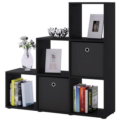 Standregal VCM "Holz Stand Treppenregal Regal 6 Fächer Nitas", schwarz, B:108cm T:29cm, Regale, Standregal